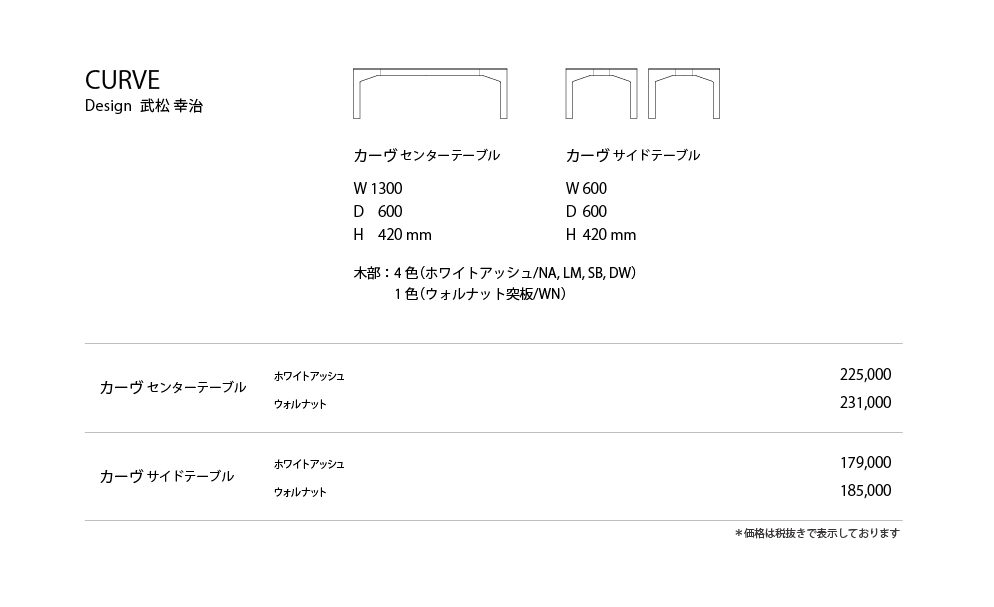 CURVE Price List